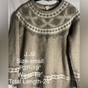 💰J. Jill Beige/Oatmeal Patterned Crew Neck Sweater